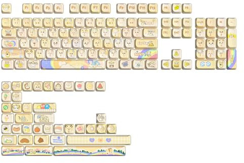 YUNZII Dye-Sub PBT Keycap Set, MAO Profile, 142 Full Keys Cute Cat Shape Custom Keycaps with Key Puller for Cherry Gateron MX Switches Mechanical Gaming Keyboard (mousie 143 keycap)