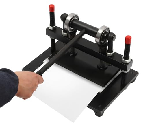 Lederschneidemaschine, 34x22cm Manuelle Lederstanze Stahlplattenpresse Präge und Schneidemaschine Stanzmaschinen Prägemaschine Handpresse, 2T Tragfähigkeit für Leder Stoff Silikon Gummi (Dicke0-100mm)