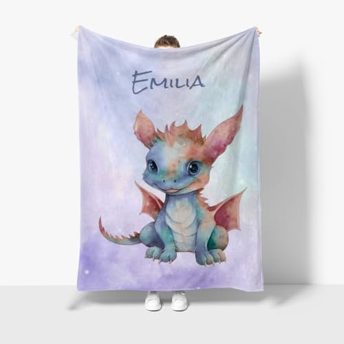 fotobar Kuscheldecke mit Namen – Drache, 140 x 200 cm, für Kinder