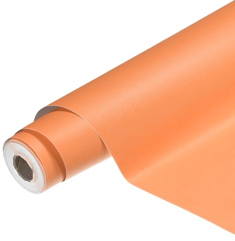 sourcing map PVC Peel and Stick Wallpaper 15.8 x 196.9 Waterproof Self-Adhesive Decorative Contact Paper Removable Cloth Vinyl Wrap Paper for Kitchen Bedroom Cabinet Furniture, Orange