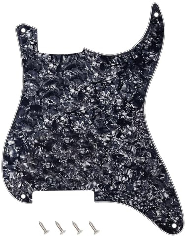 Banworks Blank Custom Outline Pickguard 4-Ply 4 Holes Guitar Scratch Plate | DIY-Gitarren-Pickguard für Fender Stratocaster Strat ST Style E-Gitarren JT/HB-12 Schwarz Perle