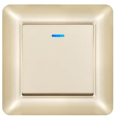 Lichtschalter Unterputz,Wechselschalter 2 stücke Wandschalter Mit Kontrollleuchte 1/2gang 2way 16A 220 V Flammschutzmittel PC Panel 82mm *(Gold 1Gang2Way)