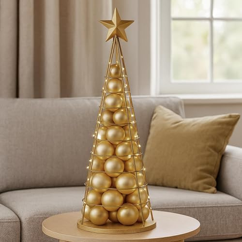 Mendler Deko-Baum HWC-O91 Metall 90cm - goldfarben | Weihnachtsbaum, Schmuckbaum, Weihnachtsdeko, Christbaum, zum Beschmücken