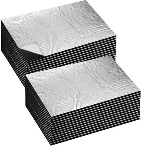 Lot de 30 Tapis d’Isolation Acoustique pour Voiture 250 x 180 mm, Mousse Insonorisante Autocollante 5 mm, Isolation Phonique et Thermique Résistante à l’Humidité pour Automobile