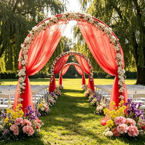 3m x 160cm Tüllstoff Meterware,Organza Stoff Meterware,Soft Tüll Rot,Chiffon Stoff Netzstoff Dekostoff DIY für Hochzeitsbogen Zeremonie Party Dekor Geburtstag Tüllrock