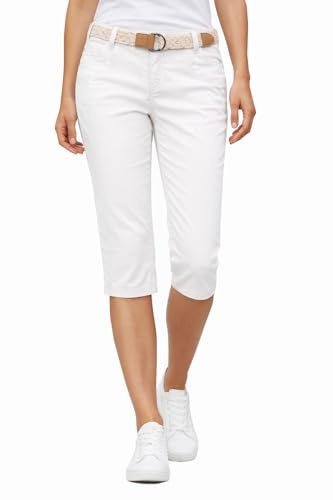 Sublevel Damen Caprihose Sommer Shorts Stretch – Bequeme 3/4 Hose mit Gürtel, Leichte Baumwollhose Freizeit Outdoor Urlaub