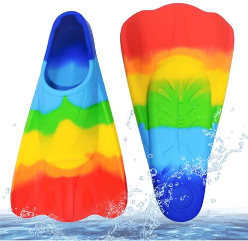 Pinne da nuoto corte in silicone per bambini XS S, antiscivolo, morbide e comode per nuoto, apprendimento in piscina, snorkeling