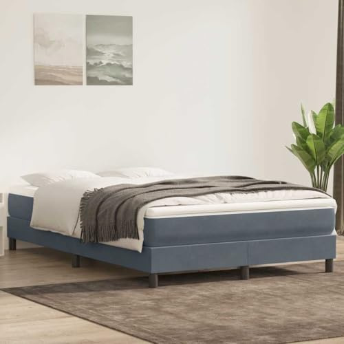 YunCangg Boxspringbett ohne Matratze Dunkelgrau 160x220 cm Samt mit stabilem Lattenrost und robustem Gestell, Komfortables Kopfteil, modernes Design für erholsamen Schlaf und optimale Unterstützung
