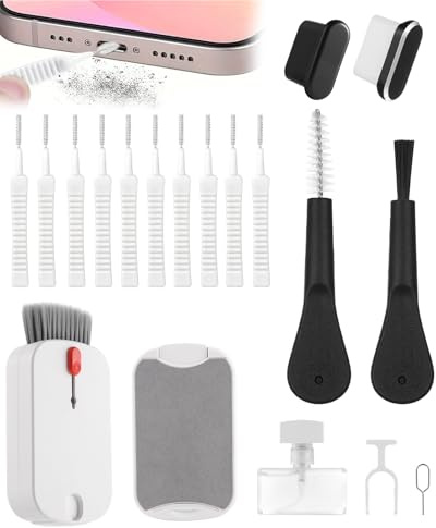 JININOSEU 19 in 1 Handy Reinigungsset, Telefon Lautsprecher Reinigungsbürsten Telefonhörer Verstopfungsfreier Mini Bürstenreiniger für Laptop Tastatur Ohrhörer