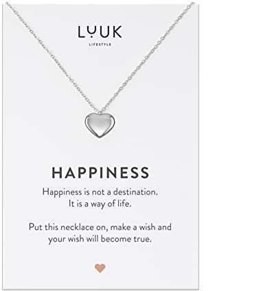 LUUK LIFESTYLE Wasserfeste Edelstahl Halskette mit Anhänger, moderner Schmuck, Geschenkidee für Damen, Glücksbringer für Frauen, feminin & filigran, Kette mit Herz, Symbol Liebe, silber