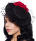 Frauen Schwarzer Schleier Damen Minihut Filzhut Trachtenhut mit Netz und Rosen Abendmode Verkleidung Fascinator