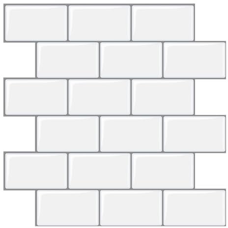 WoStick Vinilos Cocina Azulejos Adhesivos 3d Pegatinas de Baldosas Pared Blanco para la Cocina Baños(10-Piezas 30.5 x 30.5cm)