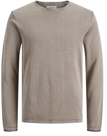 JACK & JONES Maglione da Uomo con Scollo Rotondo, Tinta Unita, con Scollo Rotondo, Crockery, L