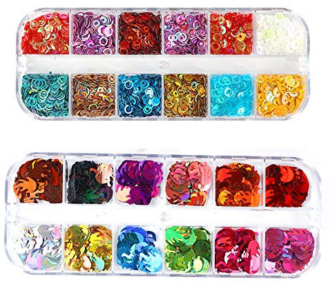 2 Boxes Flame Nail Sequins Nails Art Thin Flakes Stickers Manicure Nail Art Supplies Flame Hollow Circle