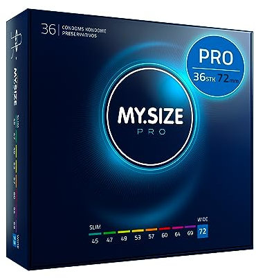MY.SIZE PRO Preservativi ELITE taglia 8, 72 mm, XXXL, 36 preservativi, vestibilità perfetta e dimensioni adatte a tutti