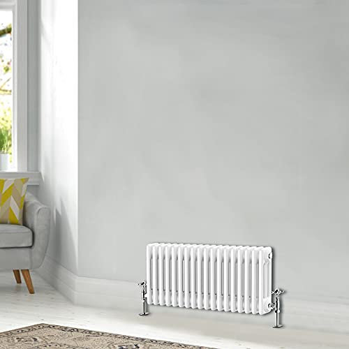 Blümme Traditional 300 x 830mm Horizontal Cast Iron Radiator Central Heating Radiators White Triple Column