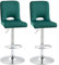 HOMCOM 2er Set Moderne Barhocker mit hoher Rückenlehne und Fußstütze, gepolsterte Küchenhocker mit Verstellbarer Höhe, grüner Stoff, 41x51x97-117cm