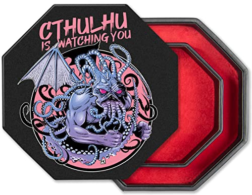 shibby Würfelbrett mit Würfel-Ablage und Deckel für alle Tabletop Spiele - 23,5cm (Cthulhu Lila)