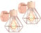 iDEGU Lot de 2 Appliques Murales Industrielles Design Cage en Métal Lampe Murale Bois Décoration Ajustable Vintage Luminaire Interieur pour Chambre Couloir Salon, 16CM (Style-B Or Rose)