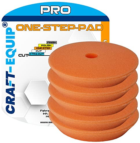 5er Sparpack Craft-Equip PRO Polierschwamm Polierpad mit Klettverschluss Made IN EU (5er Sparpack 80mm DA Polierschwamm ONE-Step ORANGE)