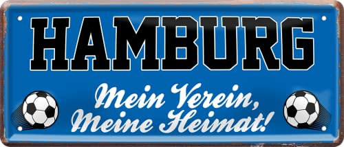 schilderkreis24 – Fußballschild Hamburg “Mein Verein, Meine Heimat!“ Deko Garage Artikel Sport Verein Geschenkidee Club Weihnachten Fußball Fan Liebhaber Begeisterte 28x12 cm