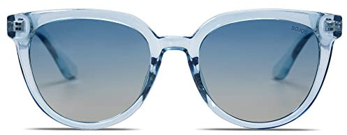 SOJOS Runde Polarisierte Sonnenbrille Damen Herren Klassische Retro Stil UV400 SJ2175 mit Blau Rahmen/Braun Linse