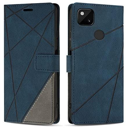 SONWO Etui Coque pour Google Pixel 4A 4G, Protection Housse en Cuir PU Portefeuille Livre pour Google Pixel 4A 4G, Emplacements Cartes, Bleu