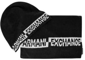 Armani Exchange Set Schal und Mütze schwarz 00020, Einheitsgröße, Schwarz , Einheitsgröße