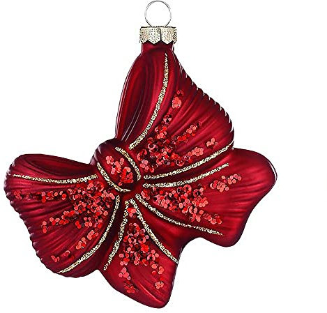 Christbaumschmuck Schleife 4,5cm rosa | Weihnachtskugel Figur aus Glas | Weihnachtsschmuck (weinrot)