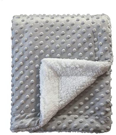 CREVENT Gemütliche, weiche, warme Sherpa-Babydecke für Kleinkinder, Kinderbett, Kinderwagen, Geschenke für Babys, Jungen, für alle Jahreszeiten (75cmX100cm, hellgrauer Punkt)