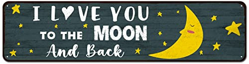 CIVOTIL Love Home Wall Decor, Tin Sign Gift for Husband, Wife, Boyfriend, Girlfriend, Weddings, Anniversary, Birthday, Valentine’s day, 4x16 - I Love You to the Moon And Back