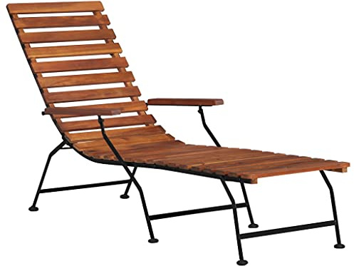 ZQQLVOO Chaise longue d'extérieur en bois d'acacia de jardin, de loisirs, pour jardin, terrasse, cour, côté piscine