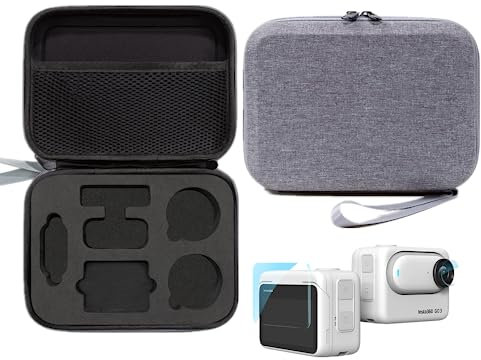 LEWOTE Tragetasche kompatibel mit Insta360 GO 3 Action-Kamera [mit 2 Displayschutzfolien] [Outdoor-Reise-Aufbewahrungstasche mit Zahlenschloss]