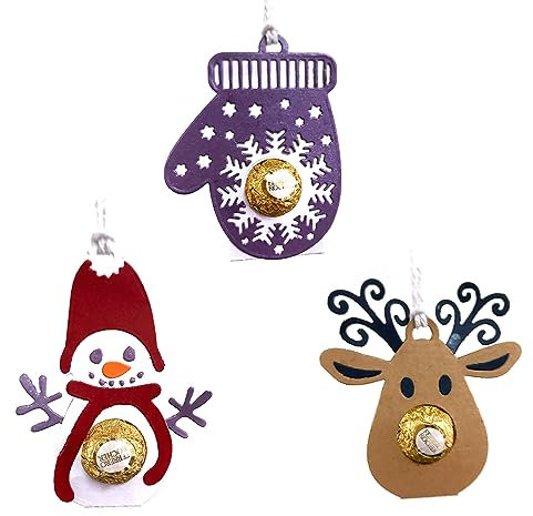 3 Stück Weihnachten Stanzschablonen Anhänger Geschenkbox Prägeschablonen Box Stanzformen für DIY Scrapbooking Basteln Deko für Weihnachtsbaum Geschenke