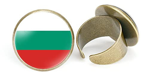 Ring Mit Bulgarien-Flagge – Kontrastierende Streifen, Emaille, Paraguay-Flagge, Kunst, Runder Mund-Fingerring Für Frauen, Modischer, Offener, Verstellbarer Ring, Versprechensring, Schmuck, Gesche