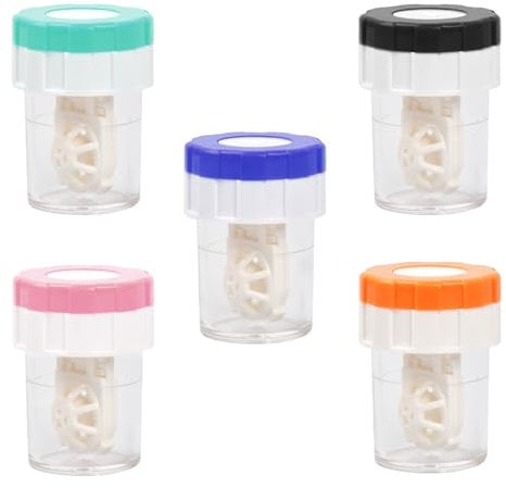 HREDZEO Contact Lens Cases,5 Pcs Contact Lens Barrel Cases Manually Contact Lens Washer Cleaner Contact Lens Case for Eyes Care