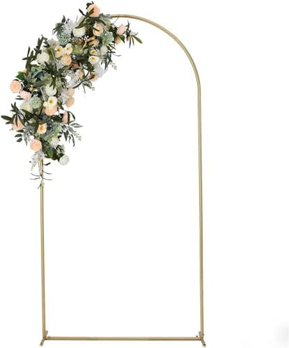 VINCIGANT 2M Wedding Arch Backdrop Stand, Square Arch Gold Metal Arch Backdrop Stand for Wedding Ceremony Birthday Party Baby Shower Garden Floral Balloon Arch Decoration