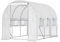 Outsunny Foliengewächshaus, 2,95 x 2 x 2 m Tunnel-Gewächshaus, Treibhaus mit aufrollbarem Fenster, UV-Schutz, Winddichtes Tomatenhaus, für Garten, Balkon, Stahl, Weiß