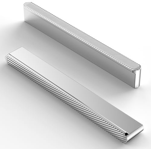 FURNIWARE Kitchen Cabinet Handles - 10 Piece Carving Drawer Pulls, 128mm (5 Inch) Hole Center Chrome Hardware Handles for Kitchen Cabinet Doors