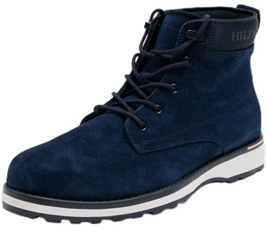 Tommy Hilfiger Uomo Stivali Corporate Outdoor Suede Boot in Pelle, Blu (Desert Sky), 44