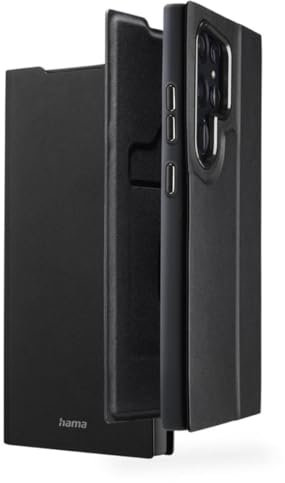 Hama Handyhülle für Samsung Galaxy S24 Ultra (Handytasche, Etui mit Kartenfach, Kunstleder, Metallelemente, Standfunktion, extra Schutz von Display und Kamera, Magnet, recycelt) schwarz