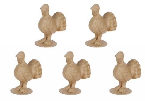 Décopatch AP169Cpack 5x Truthahn aus Pappmaché 7,5x11,5x8,5cm Kraftbraun
