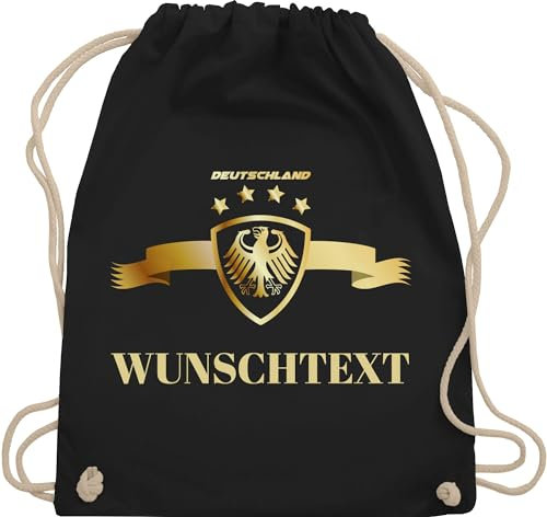 Turnbeutel Rucksack - 2024 Fussball EM Fanartikel - Deutschland Gold Adler - Wunschtext - Unisize - Schwarz - name fußball wm 24 fußball. europameisterschaft fußball-fanartikel 2024.euro fu ball