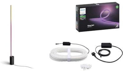 Philips Hue Gradient Signe Stehleuchte schwarz 1800lm & White & Color Ambiance Outdoor Lightstrip (5 m)
