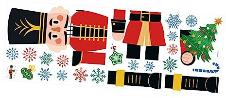 Housoutil Pvc Fensteraufkleber „Nussknacker“ Rot Weihnachtsparty Fensteraufkleber Weihnachtsparty Aufkleber Weihnachtsfensteraufkleber