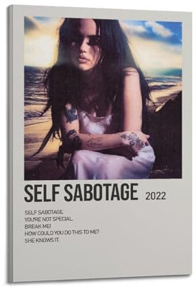 MHEGSNGA Poster mit Selbstsabotage von Maggie Lindemann, Vintage-Kunst, Raumdekoration, ästhetische Schlafzimmerdekoration, Leinwandposter für Schlafzimmer, 50 x 75 cm, Rahmenstil