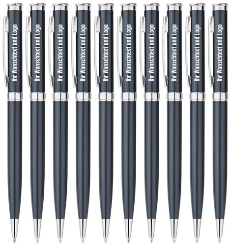 Gravurmaster 20 Stück Personalisierter Kugelschreiber mit Gravur, Metall Dreh Kugelschreiber Set, Hochwertiger Kuli mit Wunschtext & Logo, Für Business, Büro, Schule unw.