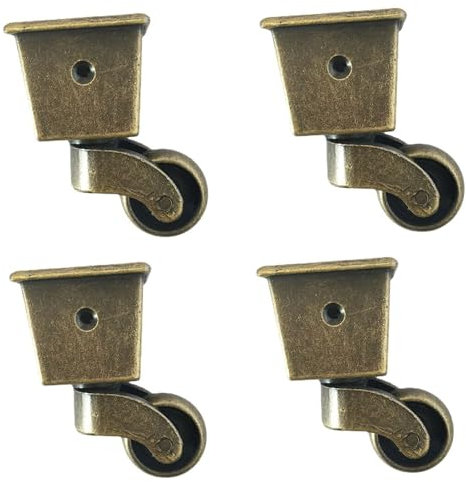 25mm Aleación de Zinc Vintage Mate,Estilo Cuadrada Ruedas Giratorias,Giratorias de 360 ​​​​°,Ruedas for Muebles Universales,Rueda Silenciosa Estable,Juego de 4,para Pies de Piano,Sillones