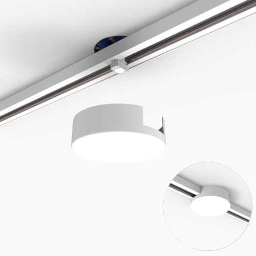 QAZQA - Deckenplatte Schienensystem Komplettset I Spotlight I Deckenspot I Deckenstrahler I Strahler weiß rund 1-phasig - Iconic I Wohnzimmer I Schlafzimmer - Metall Rund - LED geeignet