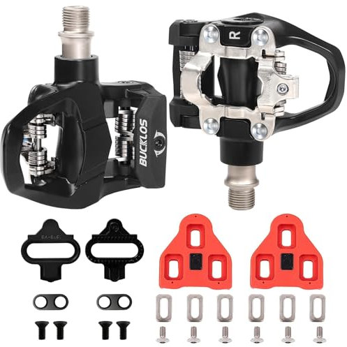 BUCKLOS Look Delta SPD Spin Bike Fahrrad-Pedale – kompatibel mit Peloton & Shimano SPD Fit Aluminium Rennrad / Indoor Outdoor Radfahren (9/16 Zoll Clips Pedal Ersatz)